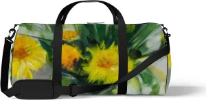 Sports Gym Bag for Women and Men Waterproof Dandelions Vase Painting Summer Floral Yellow Duffel Bag Lightweight Carryon Traveling Boarding Gripsack