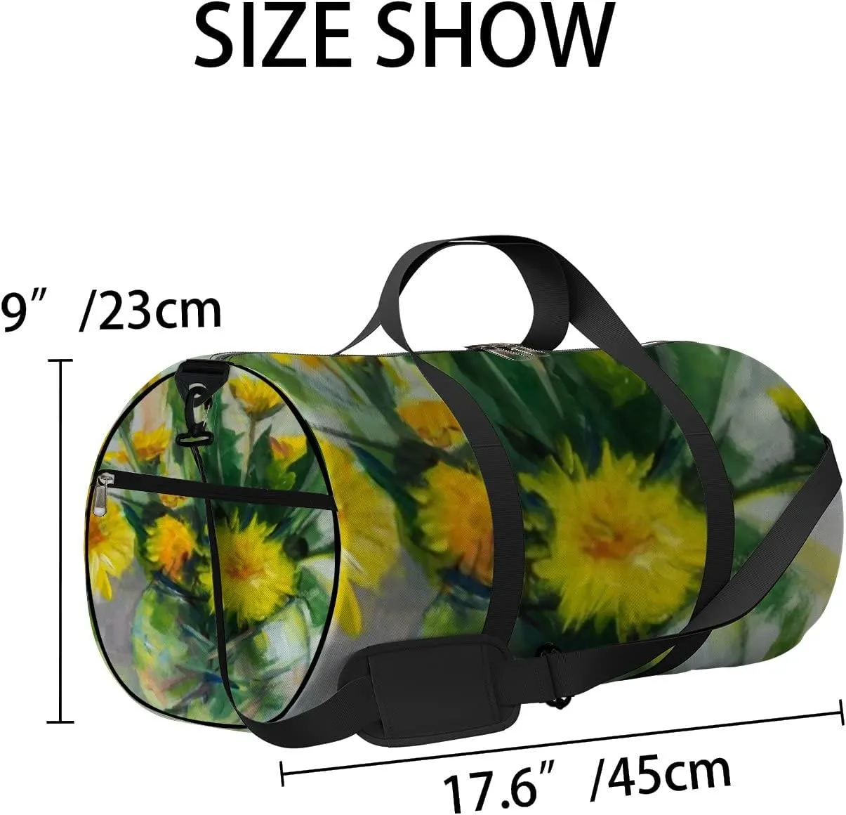 Sports Gym Bag for Women and Men Waterproof Dandelions Vase Painting Summer Floral Yellow Duffel Bag Lightweight Carryon Traveling Boarding Gripsack