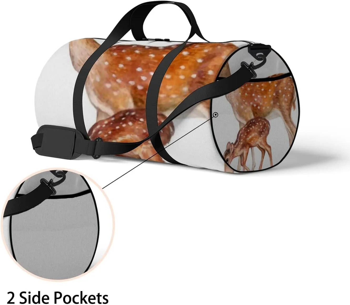 Sports Gym Bag for Women and Men Waterproof Deer Isolated on White Watercolor Brown Duffel Bag Lightweight Carryon Traveling Boarding Gripsack
