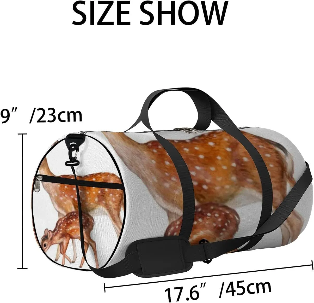 Sports Gym Bag for Women and Men Waterproof Deer Isolated on White Watercolor Brown Duffel Bag Lightweight Carryon Traveling Boarding Gripsack