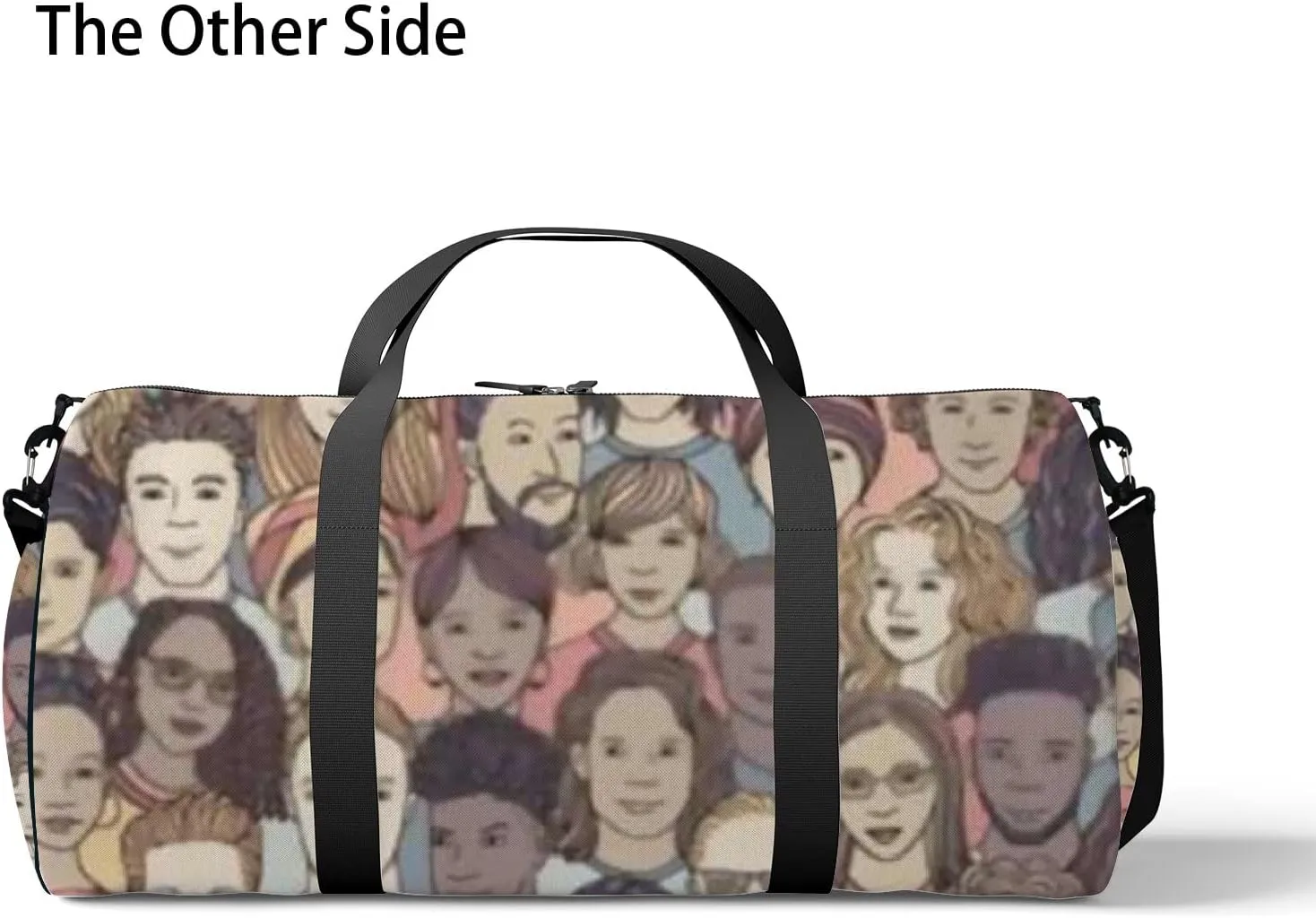 Sports Gym Bag for Women and Men Waterproof Different Hand Drawn Faces Duffel Bag Lightweight Carryon Traveling Boarding Gripsack