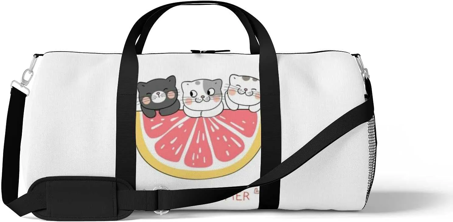 Sports Gym Bag for Women and Men Waterproof Draw Illustration Character Design Cat Duffel Bag Lightweight Carryon Traveling Boarding Gripsack