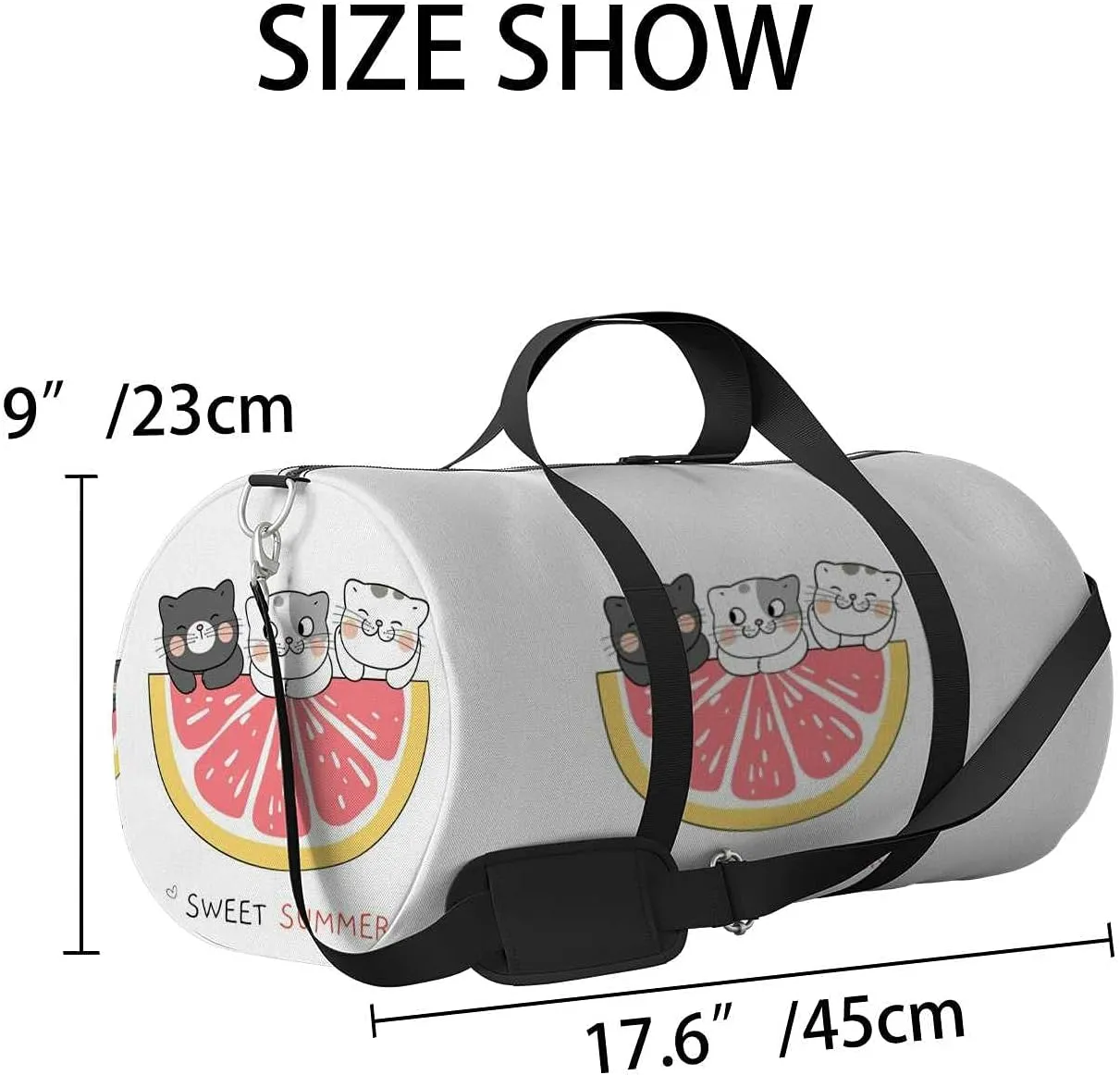 Sports Gym Bag for Women and Men Waterproof Draw Illustration Character Design Cat Duffel Bag Lightweight Carryon Traveling Boarding Gripsack
