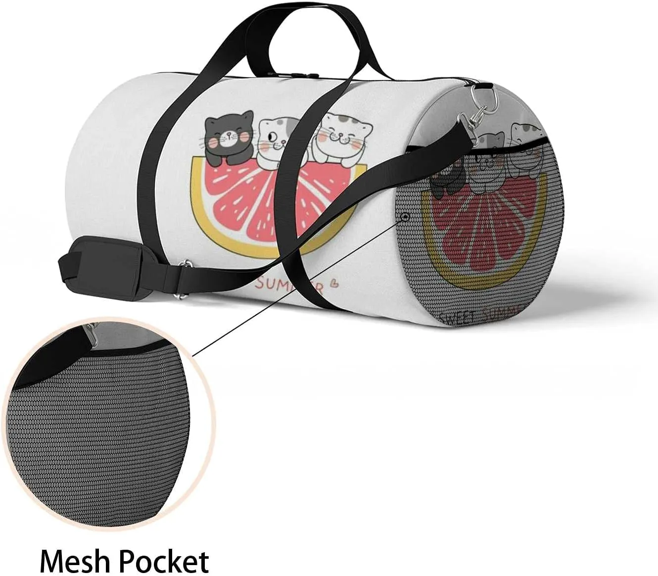 Sports Gym Bag for Women and Men Waterproof Draw Illustration Character Design Cat Duffel Bag Lightweight Carryon Traveling Boarding Gripsack