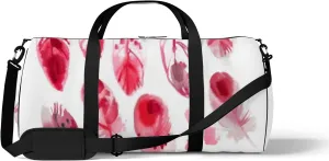 Sports Gym Bag for Women and Men Waterproof Ethnic Feathers Watercolors Pink Duffel Bag Lightweight Carryon Traveling Boarding Gripsack