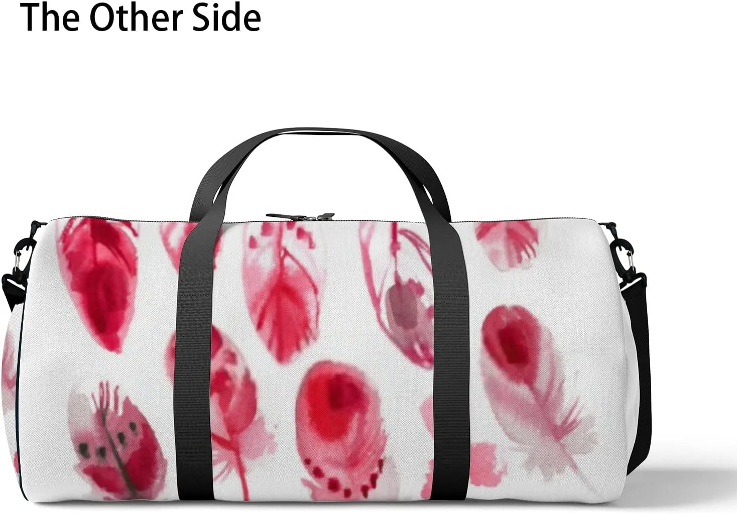 Sports Gym Bag for Women and Men Waterproof Ethnic Feathers Watercolors Pink Duffel Bag Lightweight Carryon Traveling Boarding Gripsack
