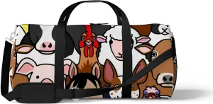 Sports Gym Bag for Women and Men Waterproof Farm Animals Faces Duffel Bag Lightweight Carryon Traveling Boarding Gripsack
