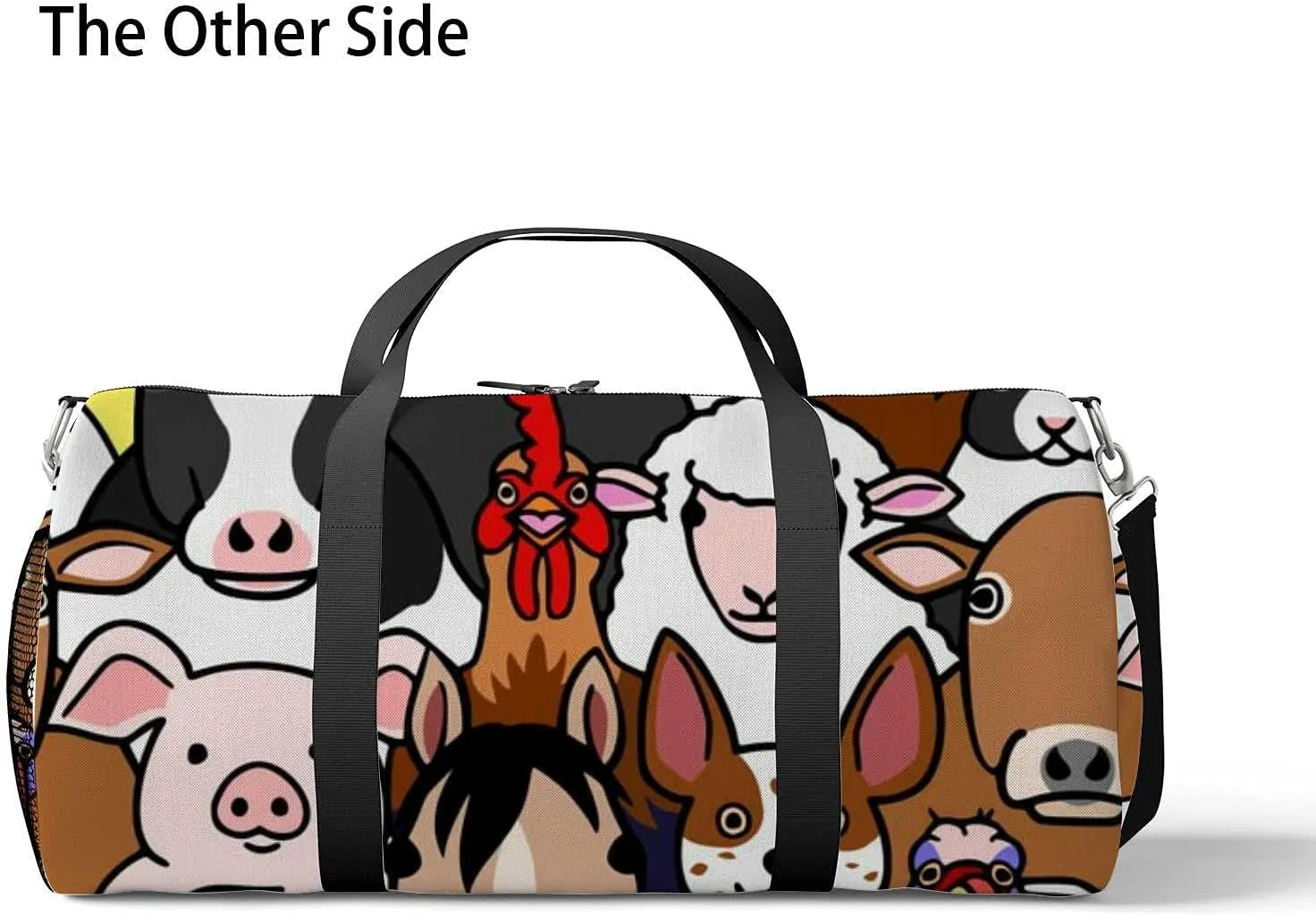 Sports Gym Bag for Women and Men Waterproof Farm Animals Faces Duffel Bag Lightweight Carryon Traveling Boarding Gripsack