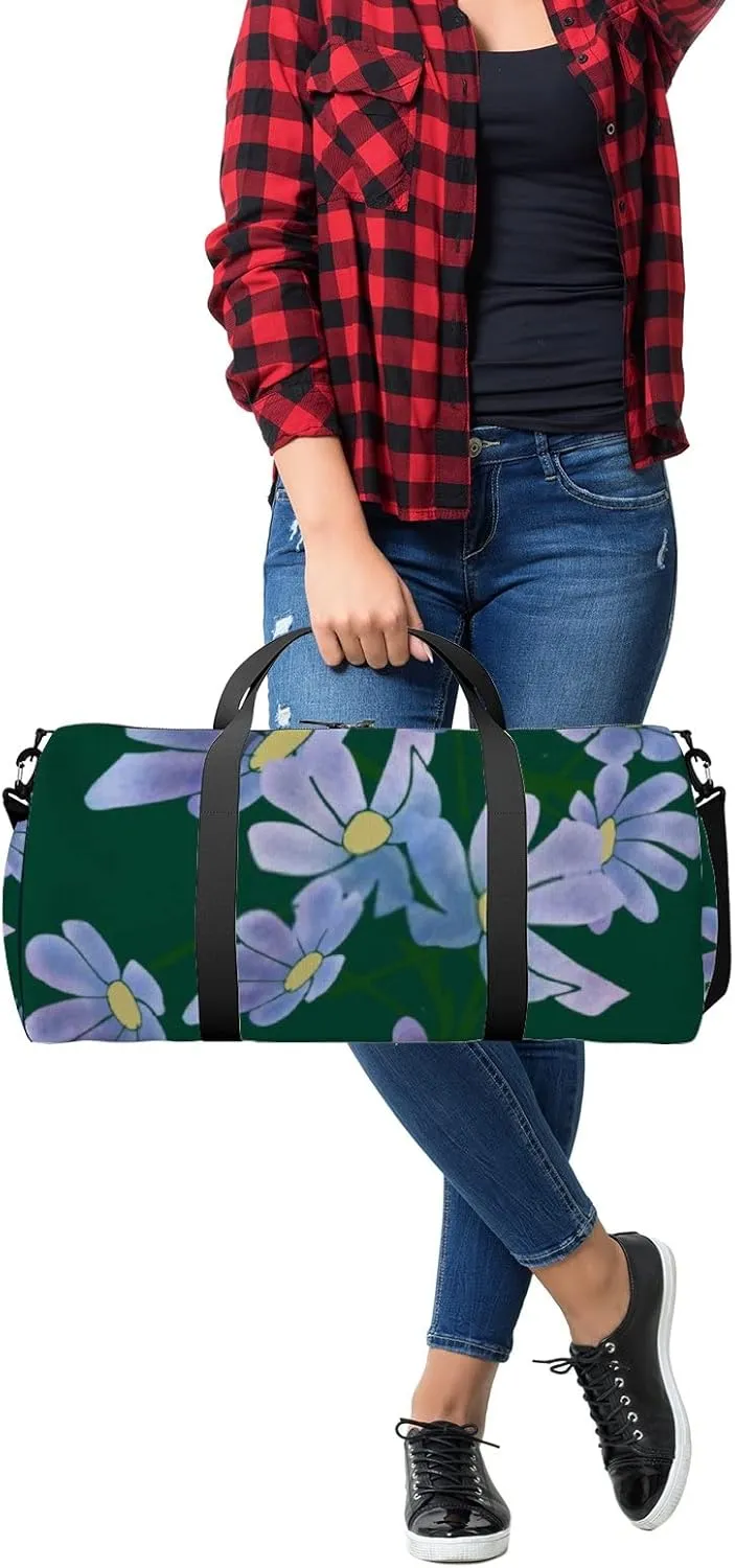 Sports Gym Bag for Women and Men Waterproof Floral Pattern Duffel Bag Lightweight Carryon Traveling Boarding Gripsack