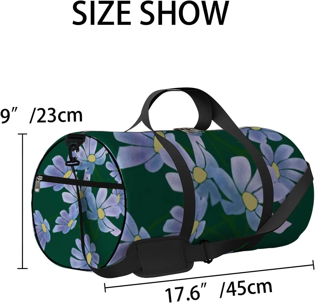 Sports Gym Bag for Women and Men Waterproof Floral Pattern Duffel Bag Lightweight Carryon Traveling Boarding Gripsack