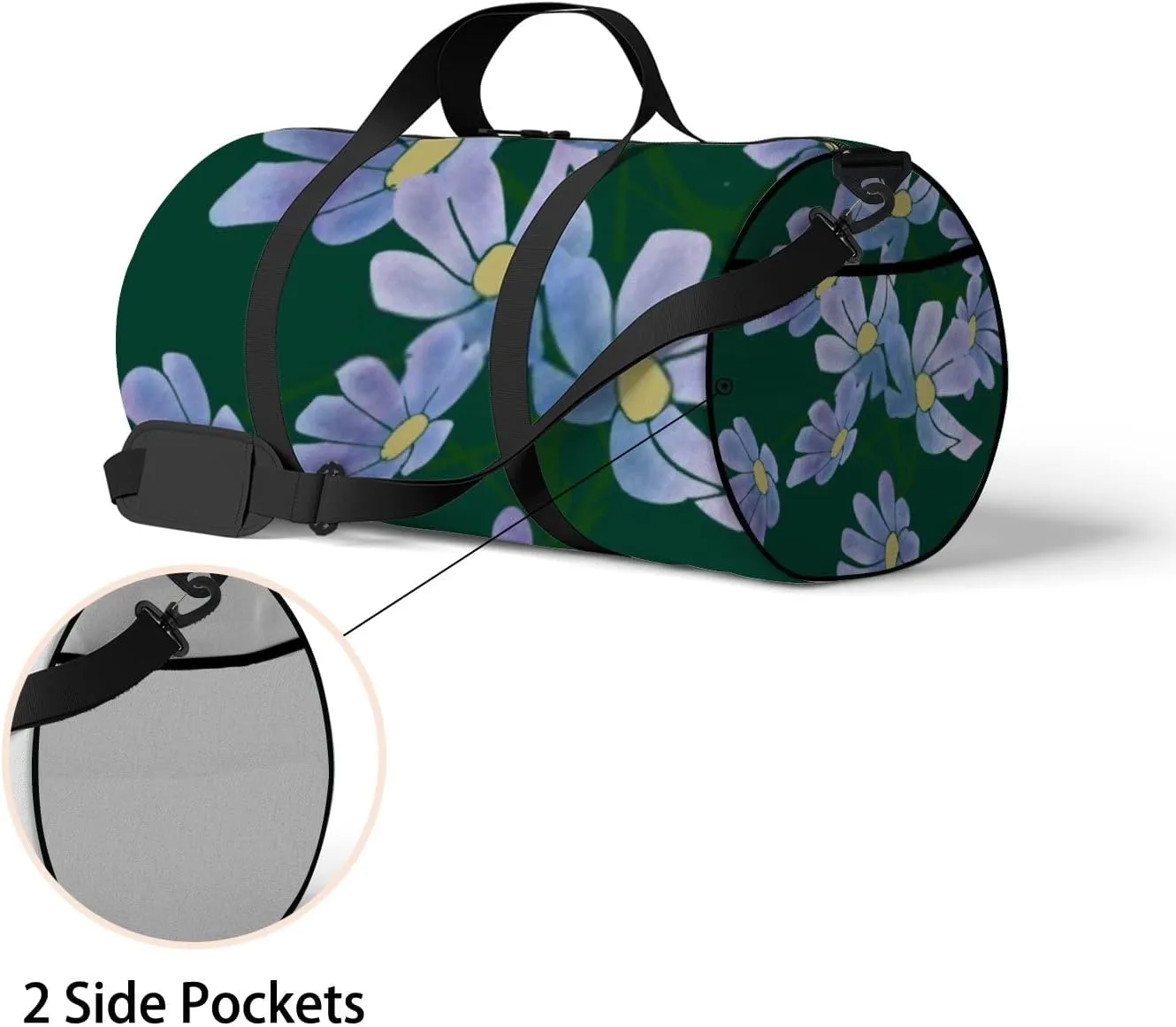Sports Gym Bag for Women and Men Waterproof Floral Pattern Duffel Bag Lightweight Carryon Traveling Boarding Gripsack