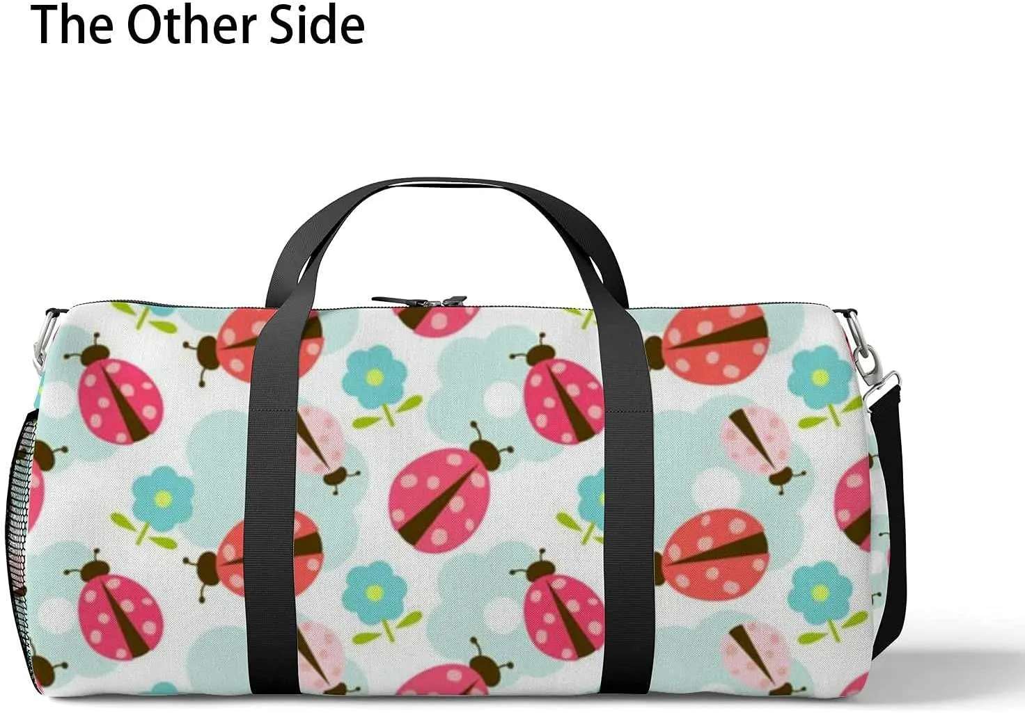 Sports Gym Bag for Women and Men Waterproof Floral Pattern Ladybug Duffel Bag Lightweight Carryon Traveling Boarding Gripsack