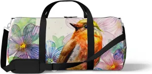 Sports Gym Bag for Women and Men Waterproof Floral Retro Watercolor Duffel Bag Lightweight Carryon Traveling Boarding Gripsack
