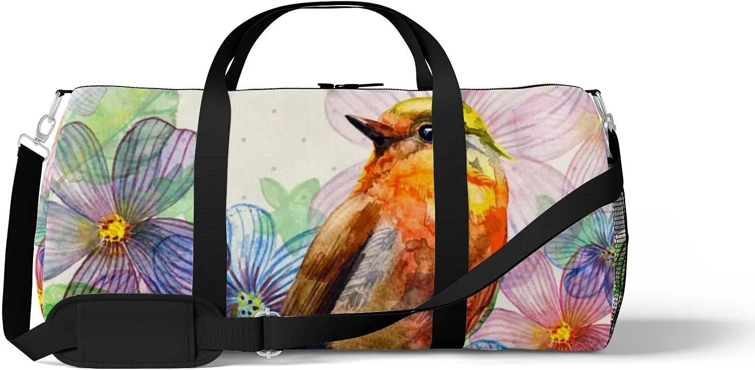 Sports Gym Bag for Women and Men Waterproof Floral Retro Watercolor Duffel Bag Lightweight Carryon Traveling Boarding Gripsack