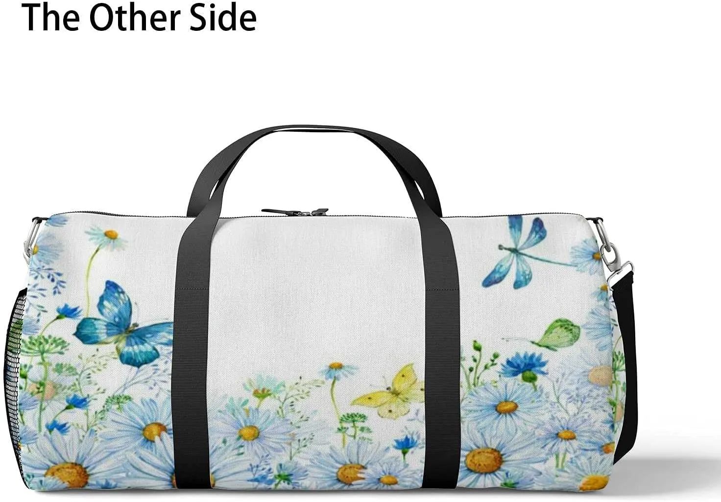 Sports Gym Bag for Women and Men Waterproof Flower Butterflies Dragonflies Watercolor Duffel Bag Lightweight Carryon Traveling Boarding Gripsack