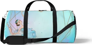 Sports Gym Bag for Women and Men Waterproof Frame Heart Ballerina Blue Illustration Duffel Bag Lightweight Carryon Traveling Boarding Gripsack