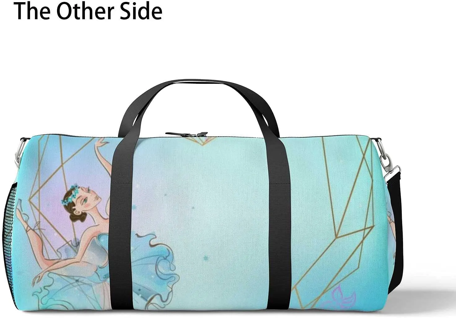 Sports Gym Bag for Women and Men Waterproof Frame Heart Ballerina Blue Illustration Duffel Bag Lightweight Carryon Traveling Boarding Gripsack