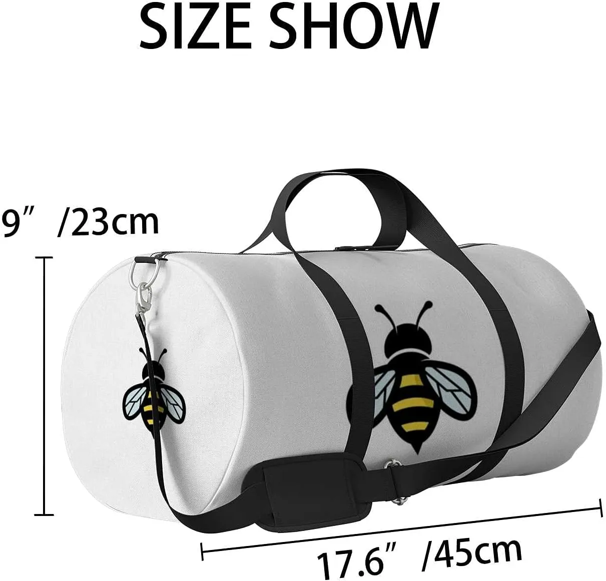 Sports Gym Bag for Women and Men Waterproof Geometric Bee Duffel Bag Lightweight Carryon Traveling Boarding Gripsack