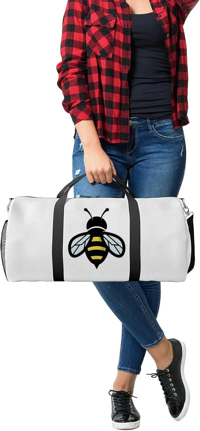 Sports Gym Bag for Women and Men Waterproof Geometric Bee Duffel Bag Lightweight Carryon Traveling Boarding Gripsack