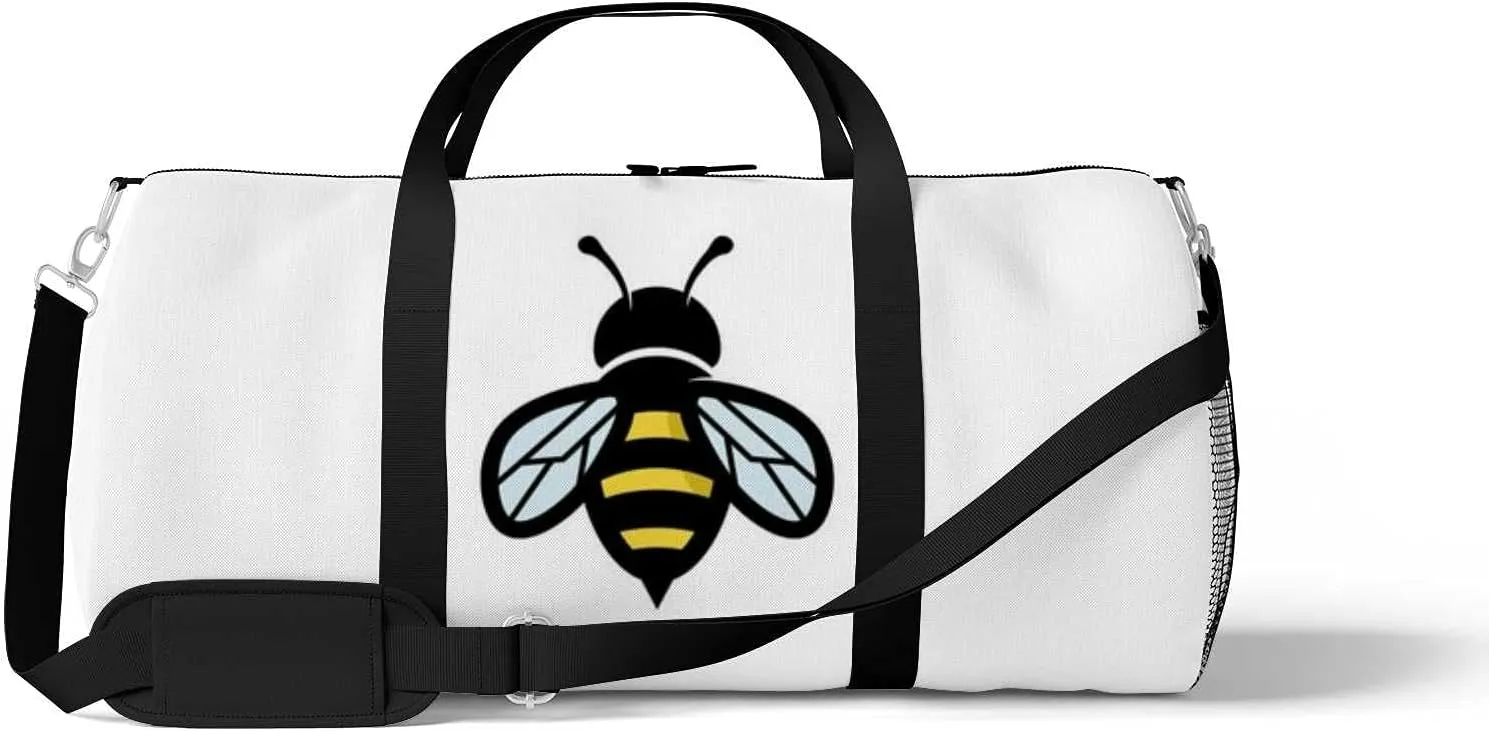 Sports Gym Bag for Women and Men Waterproof Geometric Bee Duffel Bag Lightweight Carryon Traveling Boarding Gripsack
