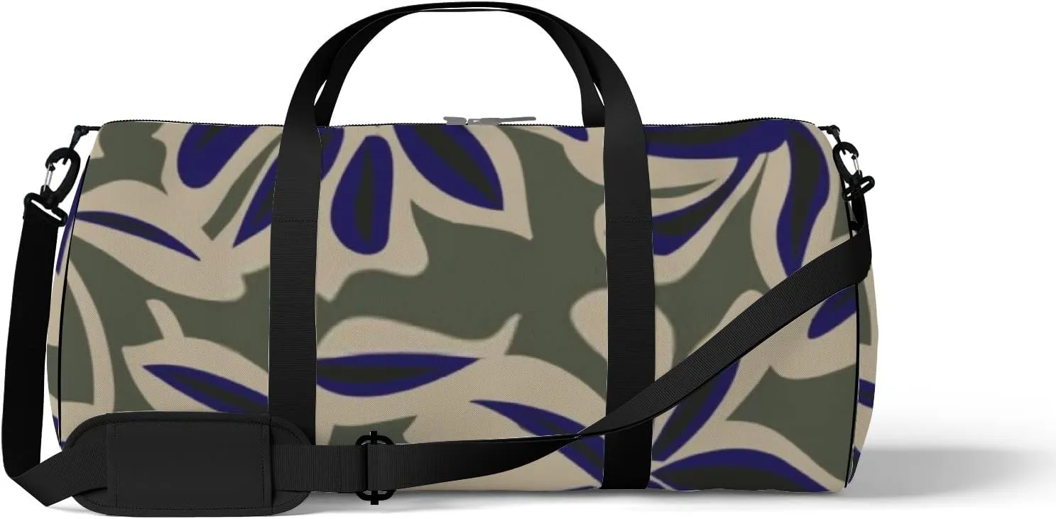 Sports Gym Bag for Women and Men Waterproof Green Floral Pattern Duffel Bag Lightweight Carryon Traveling Boarding Gripsack