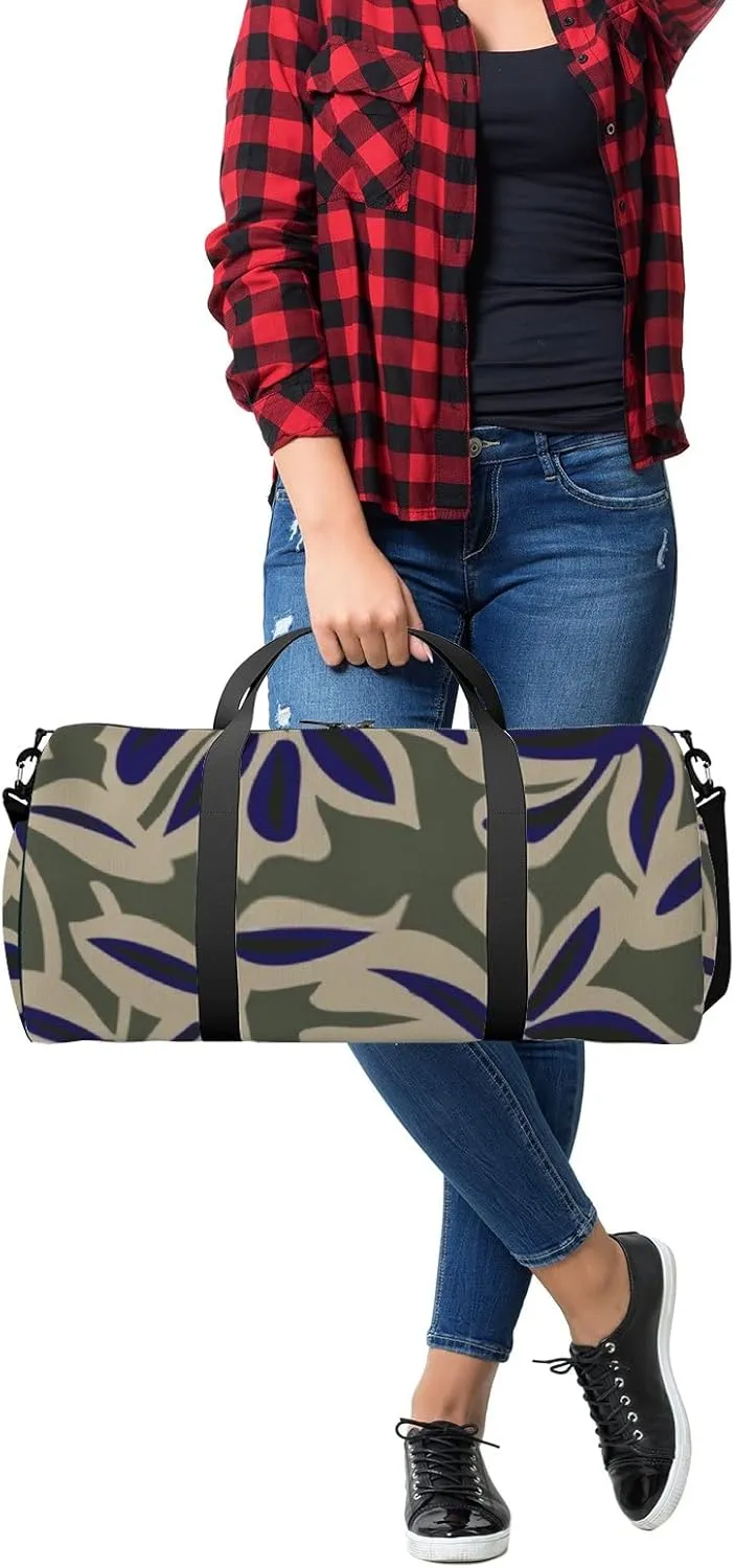 Sports Gym Bag for Women and Men Waterproof Green Floral Pattern Duffel Bag Lightweight Carryon Traveling Boarding Gripsack