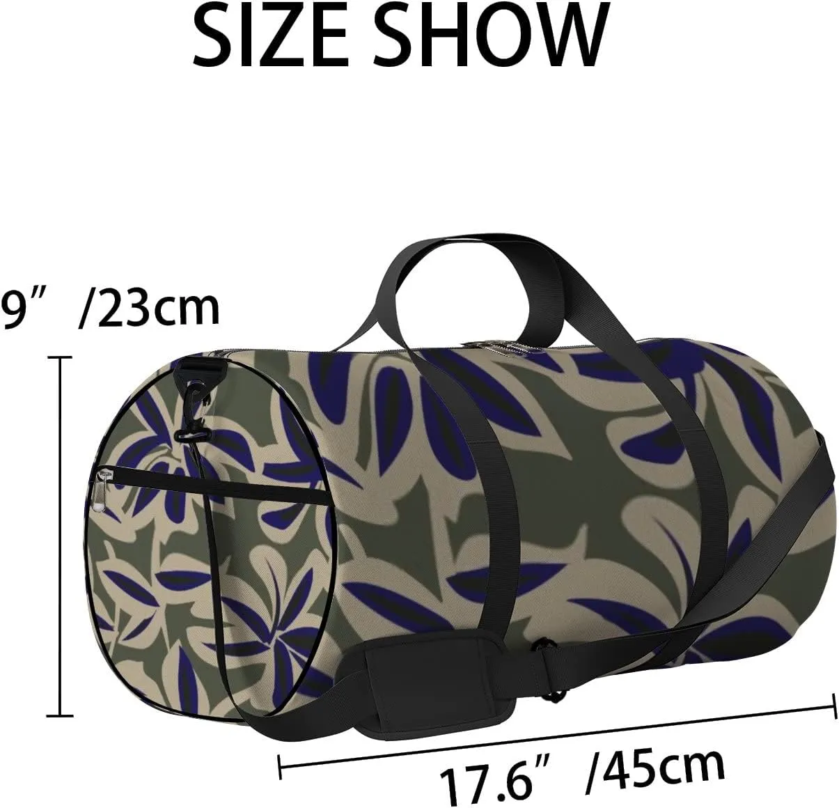 Sports Gym Bag for Women and Men Waterproof Green Floral Pattern Duffel Bag Lightweight Carryon Traveling Boarding Gripsack