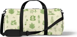 Sports Gym Bag for Women and Men Waterproof Green Leaf Tree Deer Bird Duffel Bag Lightweight Carryon Traveling Boarding Gripsack