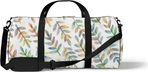 Sports Gym Bag for Women and Men Waterproof Hand Drawn Branches Duffel Bag Lightweight Carryon Traveling Boarding Gripsack