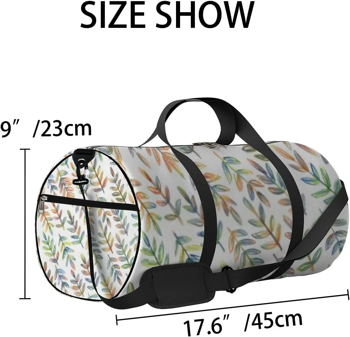 Sports Gym Bag for Women and Men Waterproof Hand Drawn Branches Duffel Bag Lightweight Carryon Traveling Boarding Gripsack