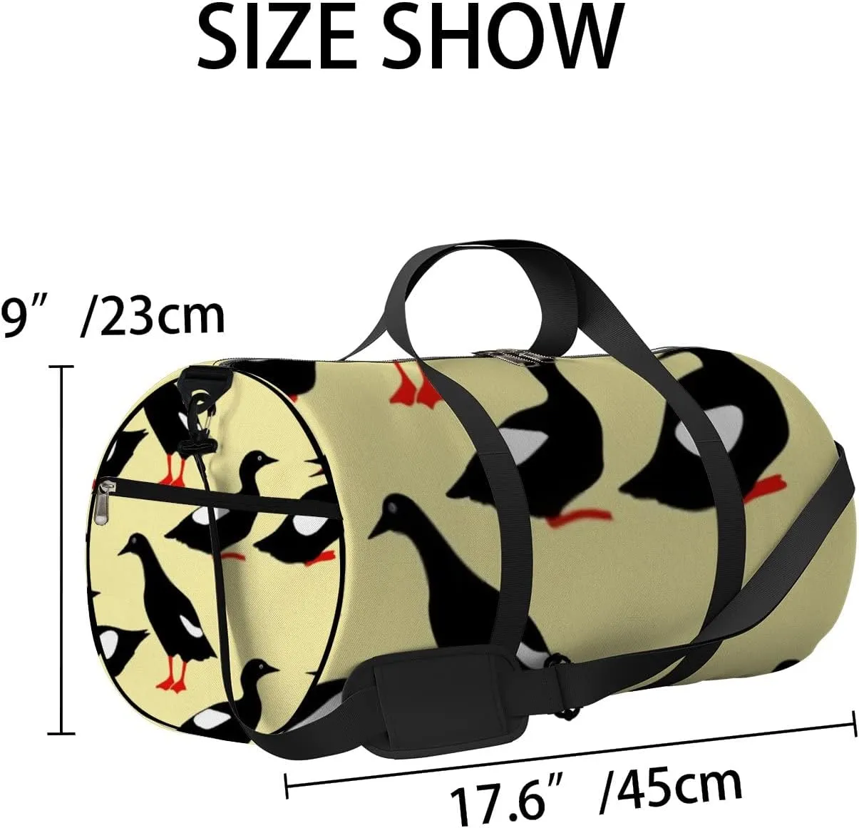 Sports Gym Bag for Women and Men Waterproof Hand Drawn Flock Black Bird Elements Ink Drawing Duffel Bag Lightweight Carryon Traveling Boarding Gripsack