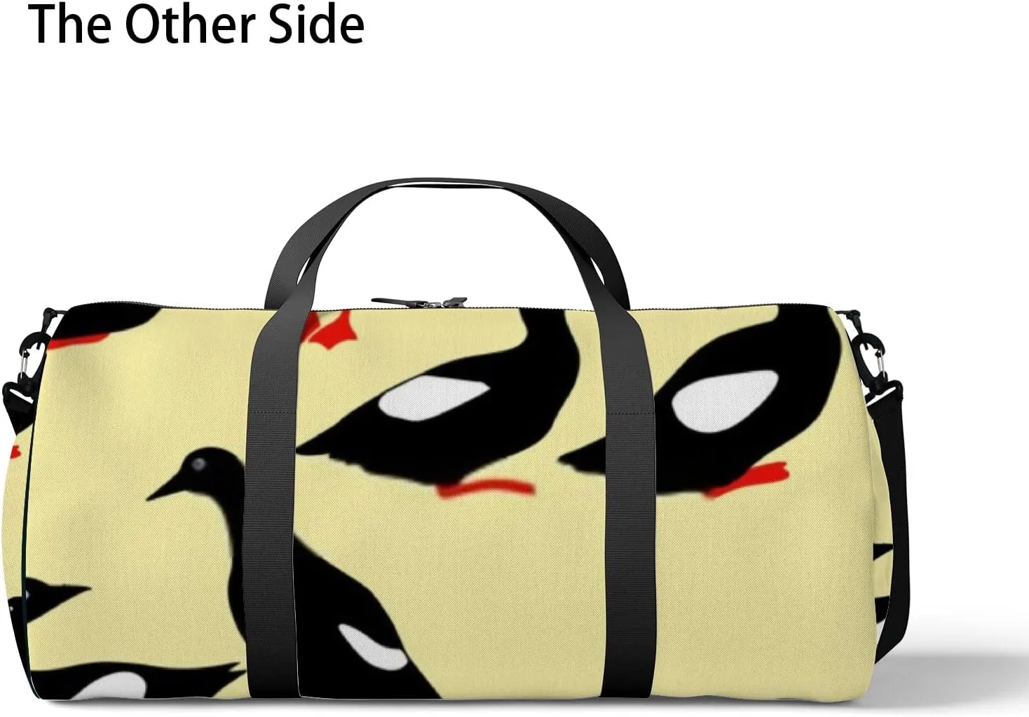 Sports Gym Bag for Women and Men Waterproof Hand Drawn Flock Black Bird Elements Ink Drawing Duffel Bag Lightweight Carryon Traveling Boarding Gripsack
