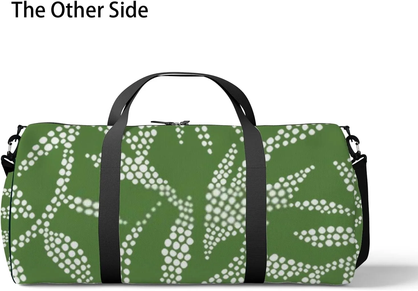 Sports Gym Bag for Women and Men Waterproof Hand Drawn Foliage Dotted Flat Style Green Duffel Bag Lightweight Carryon Traveling Boarding Gripsack