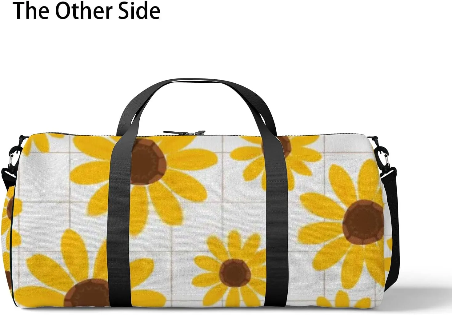 Sports Gym Bag for Women and Men Waterproof Hand Drawn Sunflower Yellow Duffel Bag Lightweight Carryon Traveling Boarding Gripsack