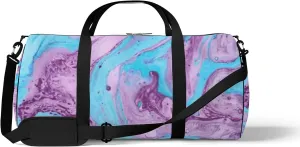 Sports Gym Bag for Women and Men Waterproof Hand Painted Abstract Pattern Blue Purple Duffel Bag Lightweight Carryon Traveling Boarding Gripsack