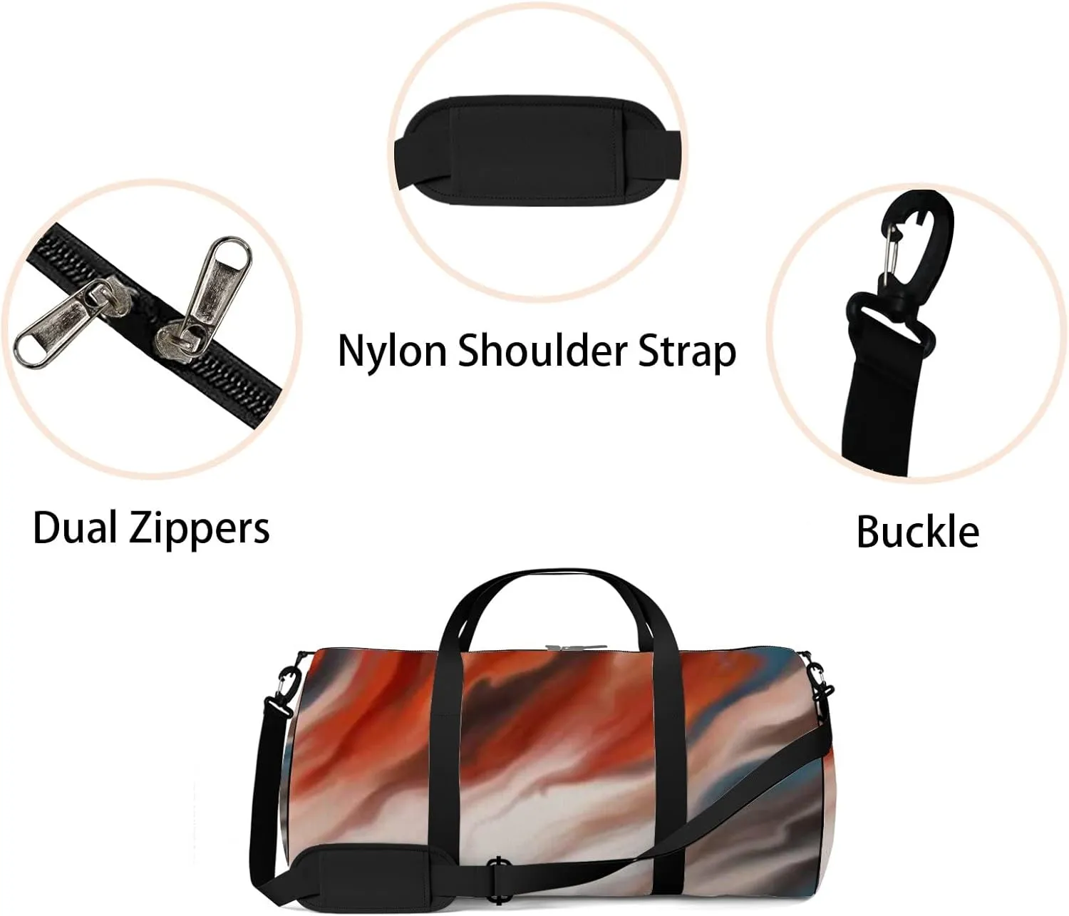 Sports Gym Bag for Women and Men Waterproof Hand Painted Abstract Pattern Duffel Bag Lightweight Carryon Traveling Boarding Gripsack