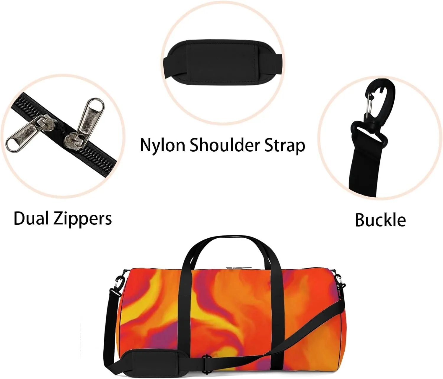 Sports Gym Bag for Women and Men Waterproof Hand Painted Artistic Style Pattern Duffel Bag Lightweight Carryon Traveling Boarding Gripsack