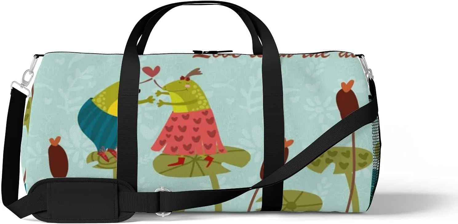 Sports Gym Bag for Women and Men Waterproof Happy Valentines Day Illustration Duffel Bag Lightweight Carryon Traveling Boarding Gripsack