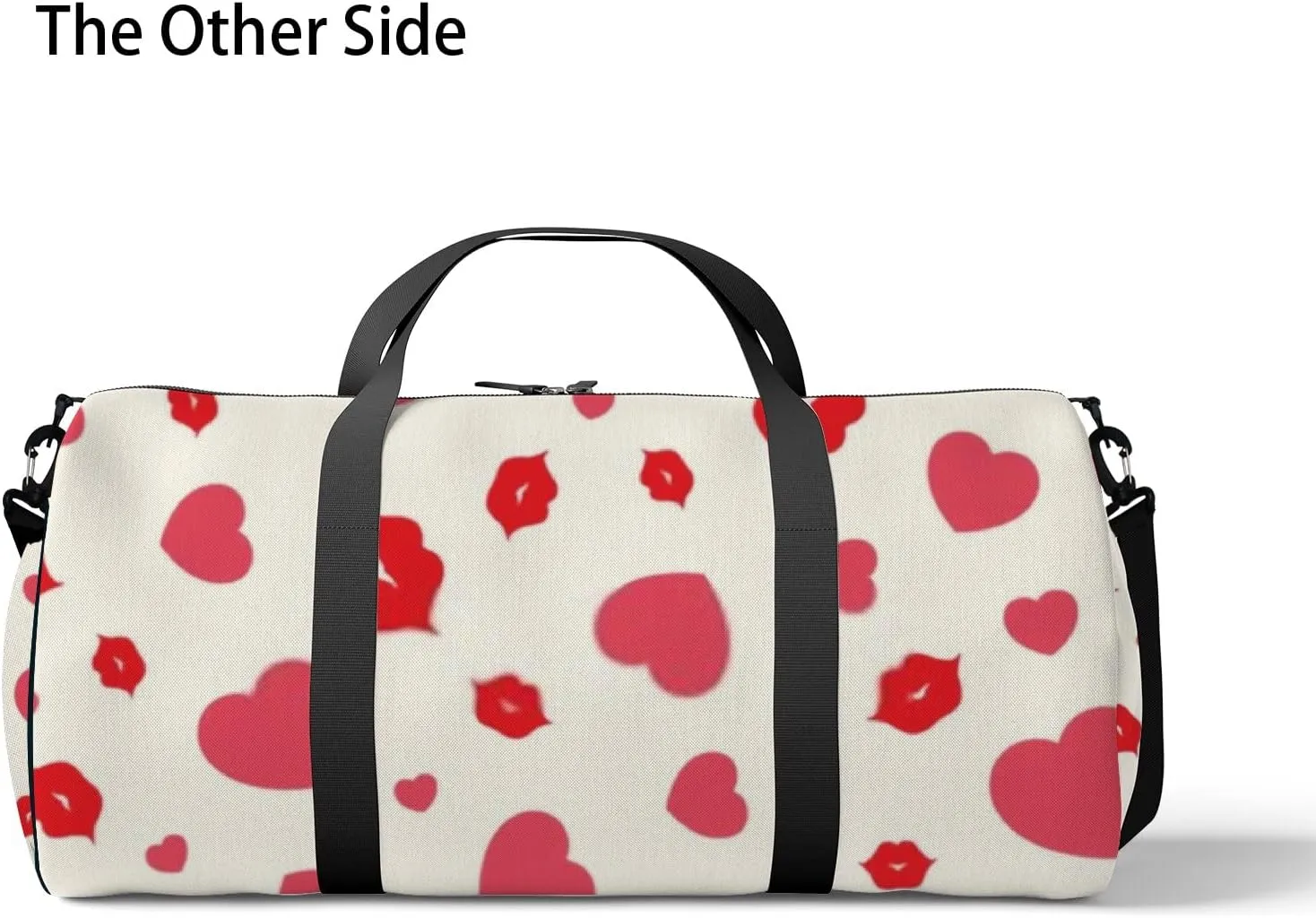 Sports Gym Bag for Women and Men Waterproof Hearts Lips Pattern Red Duffel Bag Lightweight Carryon Traveling Boarding Gripsack