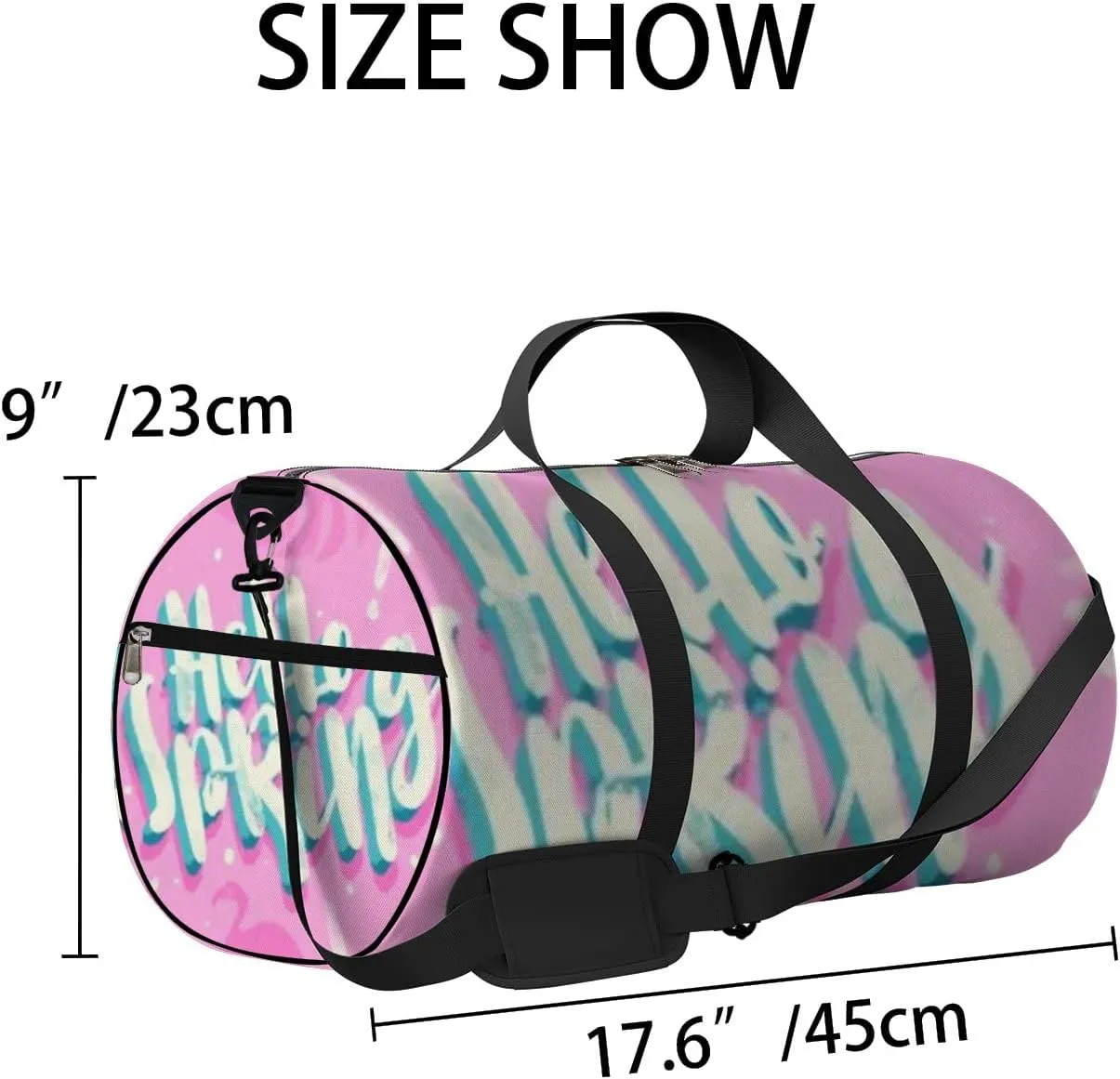Sports Gym Bag for Women and Men Waterproof Hello Spring Pink Duffel Bag Lightweight Carryon Traveling Boarding Gripsack