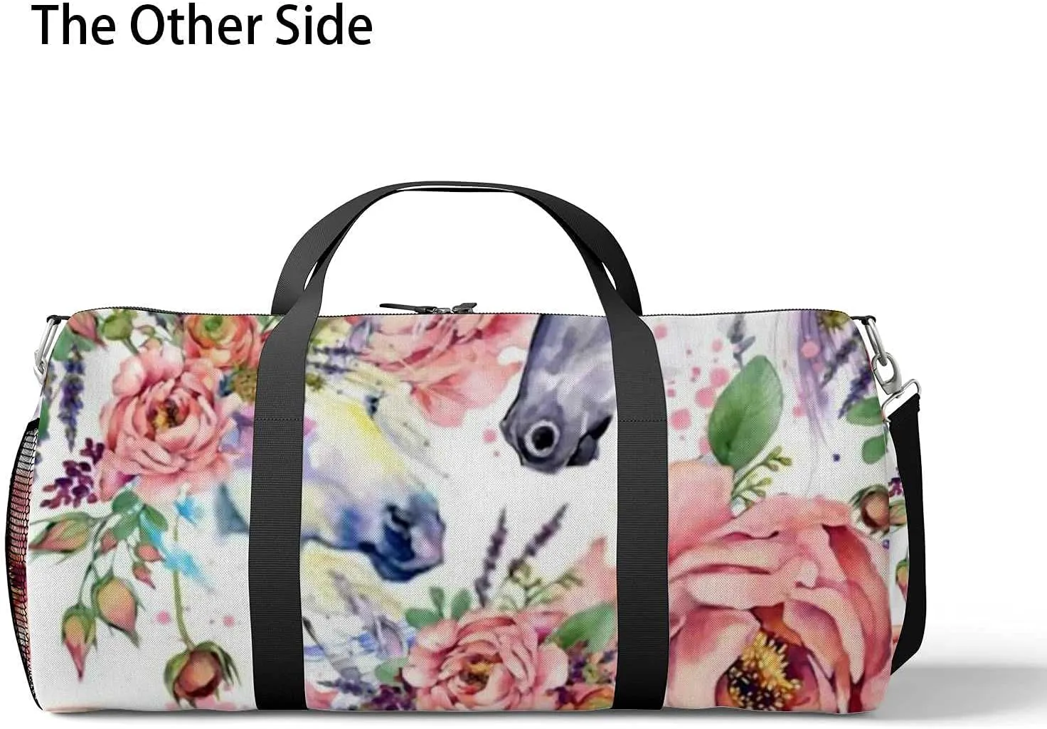 Sports Gym Bag for Women and Men Waterproof Horse with Roses Flowers Duffel Bag Lightweight Carryon Traveling Boarding Gripsack