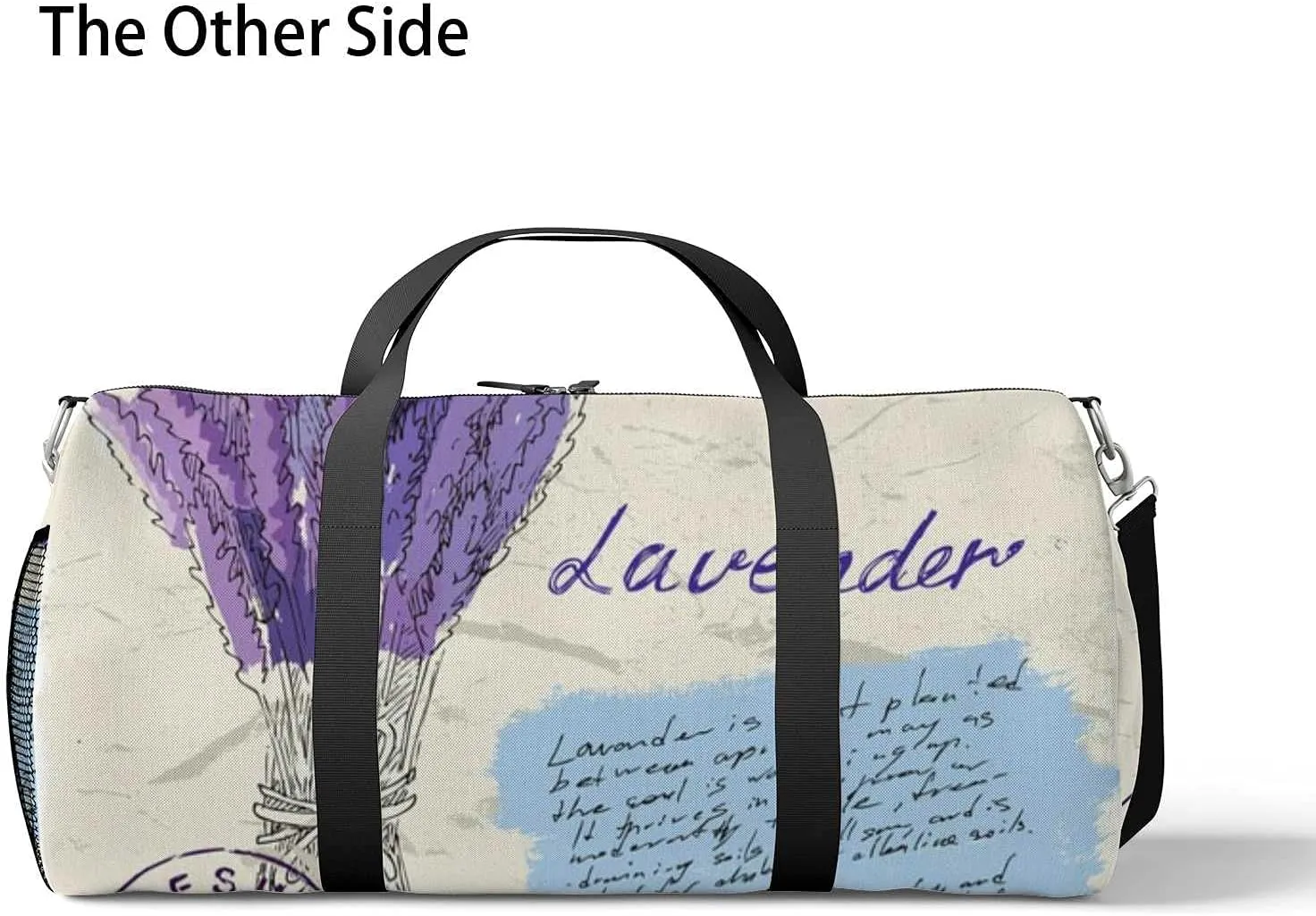 Sports Gym Bag for Women and Men Waterproof Illustration Lavender Duffel Bag Lightweight Carryon Traveling Boarding Gripsack