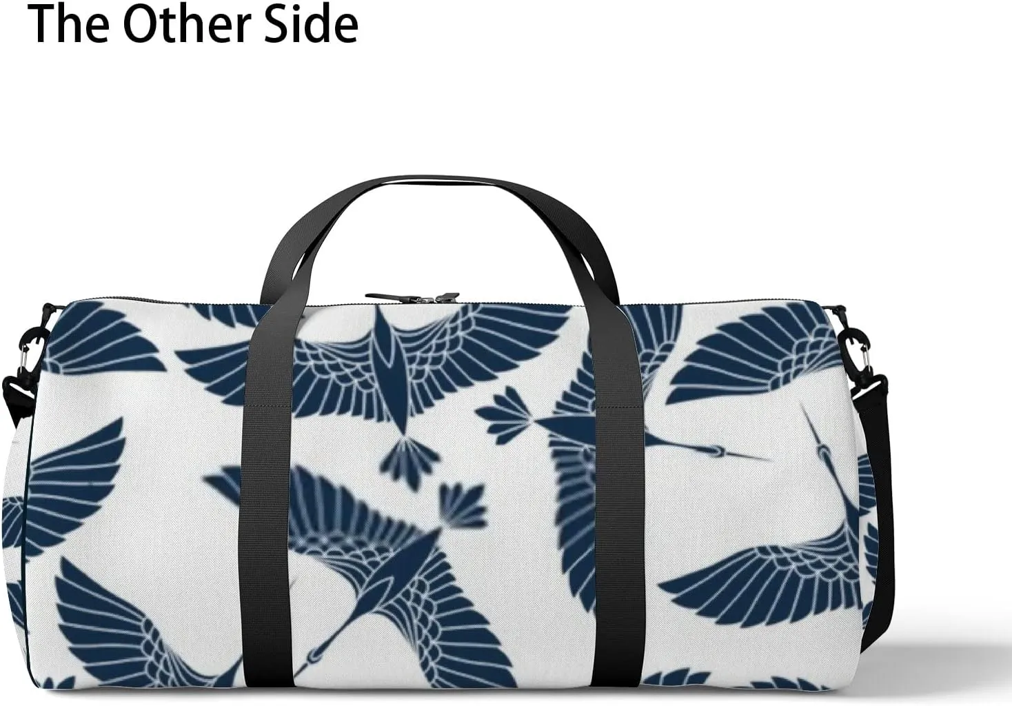 Sports Gym Bag for Women and Men Waterproof Japanese Cranes Pattern Blue Duffel Bag Lightweight Carryon Traveling Boarding Gripsack