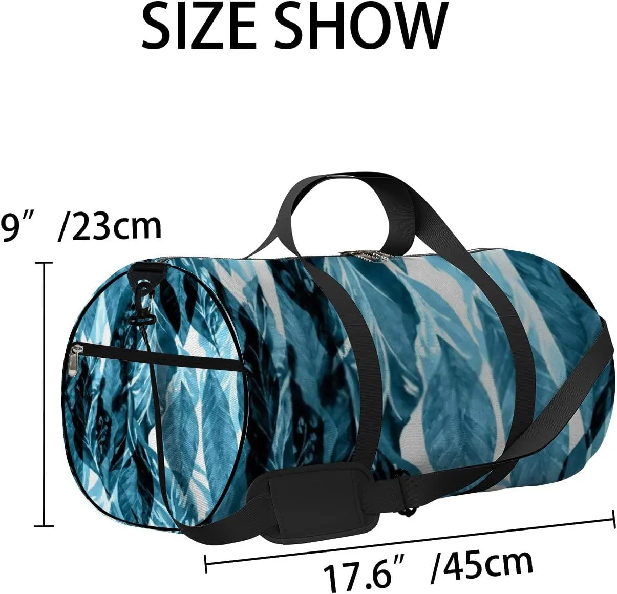 Sports Gym Bag for Women and Men Waterproof Leaves Pattern Jungle Forest Blue Duffel Bag Lightweight Carryon Traveling Boarding Gripsack