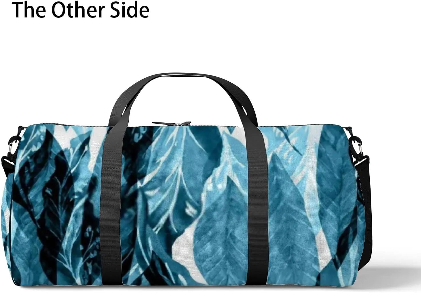 Sports Gym Bag for Women and Men Waterproof Leaves Pattern Jungle Forest Blue Duffel Bag Lightweight Carryon Traveling Boarding Gripsack