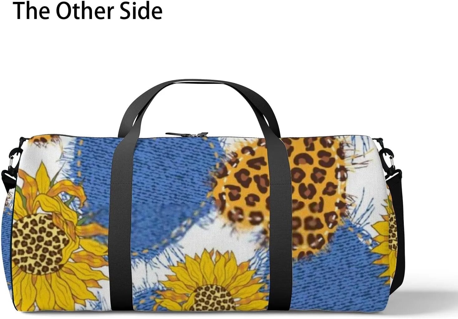 Sports Gym Bag for Women and Men Waterproof Leopard Sunflowers White Duffel Bag Lightweight Carryon Traveling Boarding Gripsack