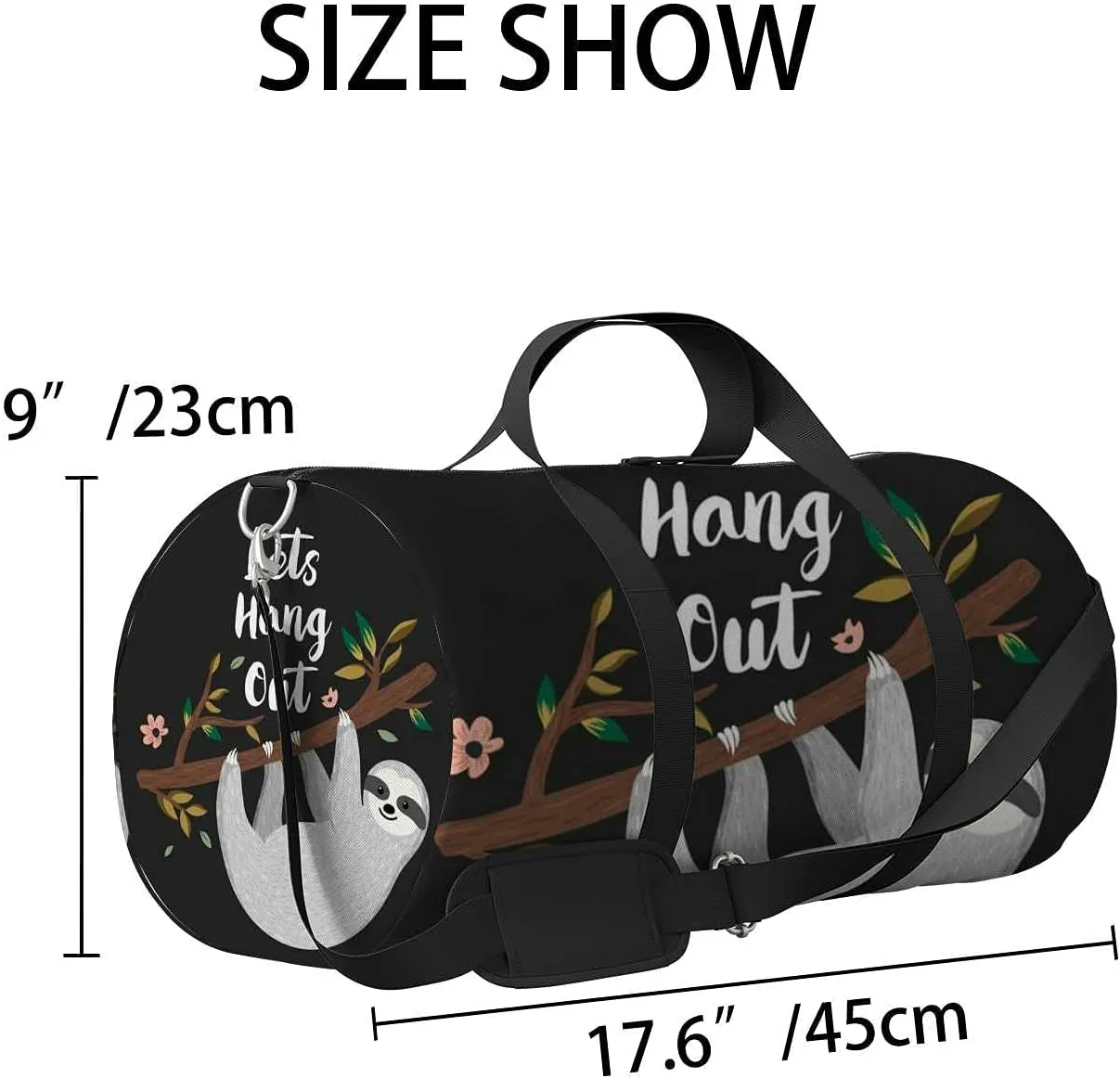Sports Gym Bag for Women and Men Waterproof Lets Hang Out Cute Baby Sloth Duffel Bag Lightweight Carryon Traveling Boarding Gripsack
