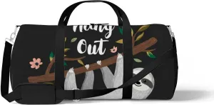 Sports Gym Bag for Women and Men Waterproof Lets Hang Out Cute Baby Sloth Duffel Bag Lightweight Carryon Traveling Boarding Gripsack