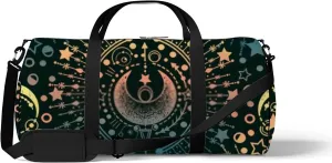 Sports Gym Bag for Women and Men Waterproof Magical Astrology Green Pattern Duffel Bag Lightweight Carryon Traveling Boarding Gripsack