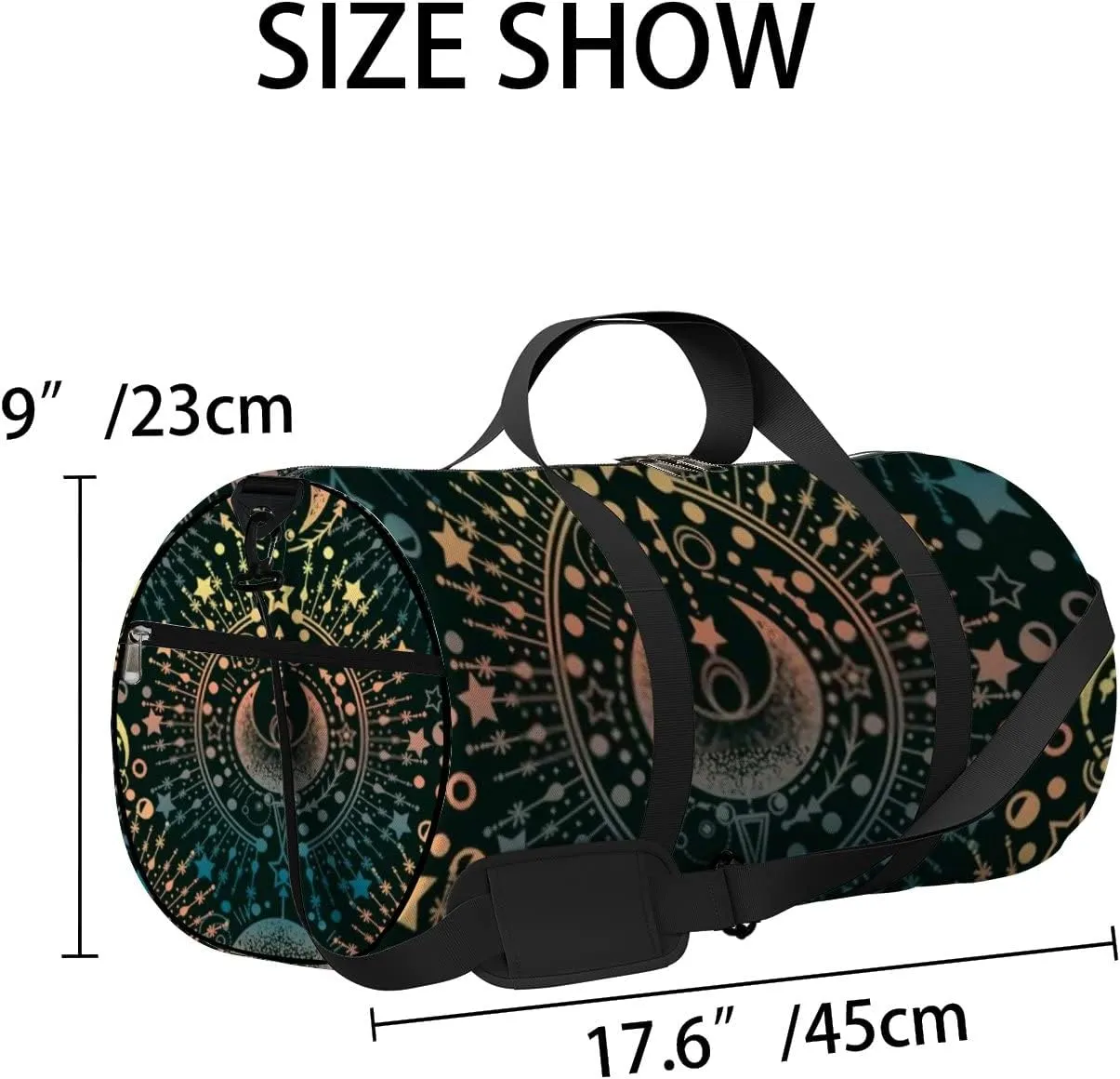 Sports Gym Bag for Women and Men Waterproof Magical Astrology Green Pattern Duffel Bag Lightweight Carryon Traveling Boarding Gripsack